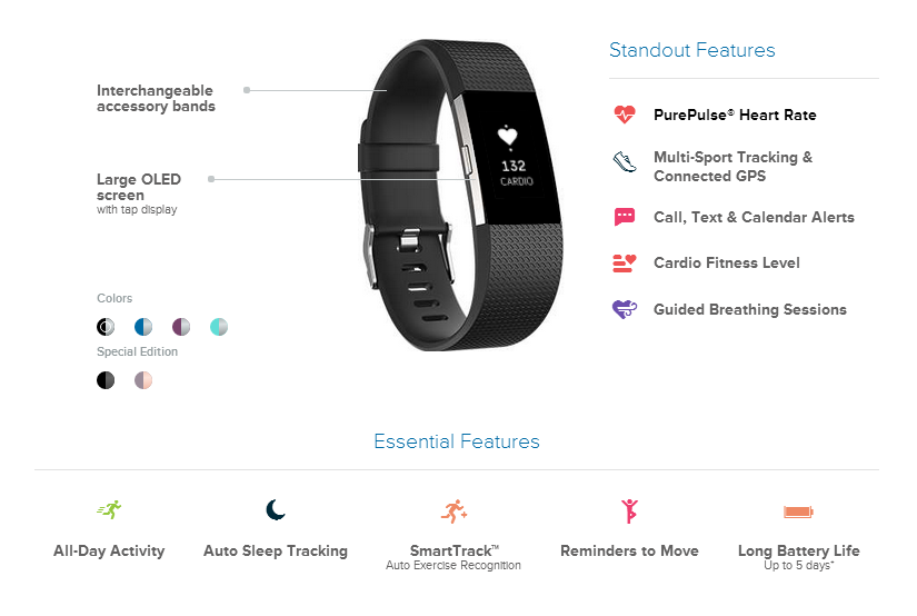 fitbit charge 2 weight