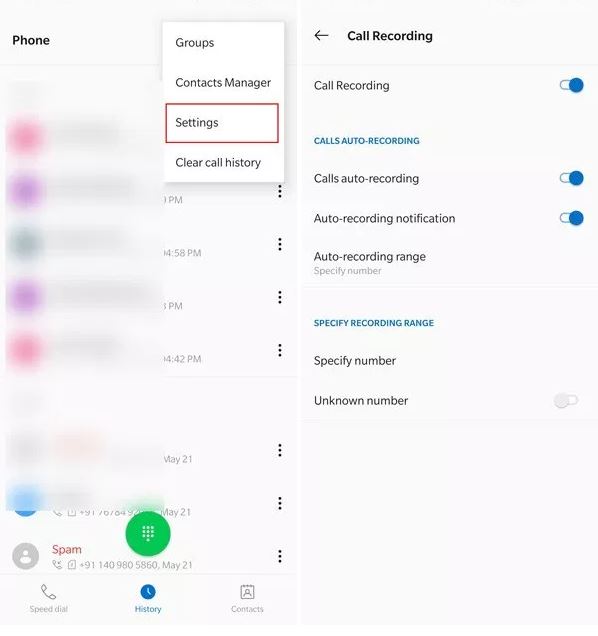 how to activate auto call recording in oneplus 7 and oneplus 7 pro