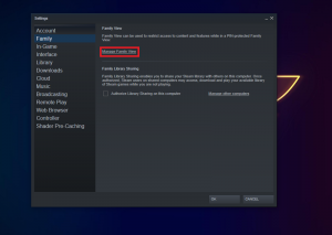 Disable Family View of the Steam Client