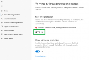 Delete the use of all Antivirus Applications Temporarily