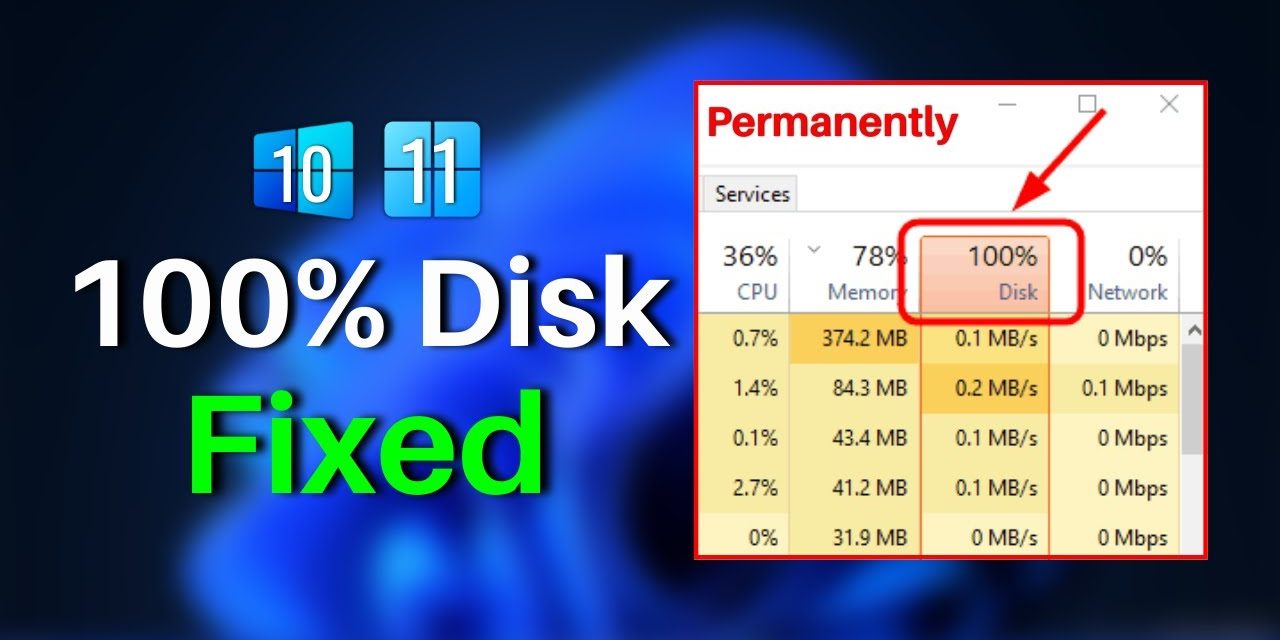 How To Fix 100% Disk Usage Error Windows 11