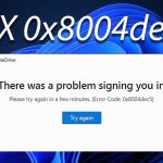 onedrive error code 0x8004de45,