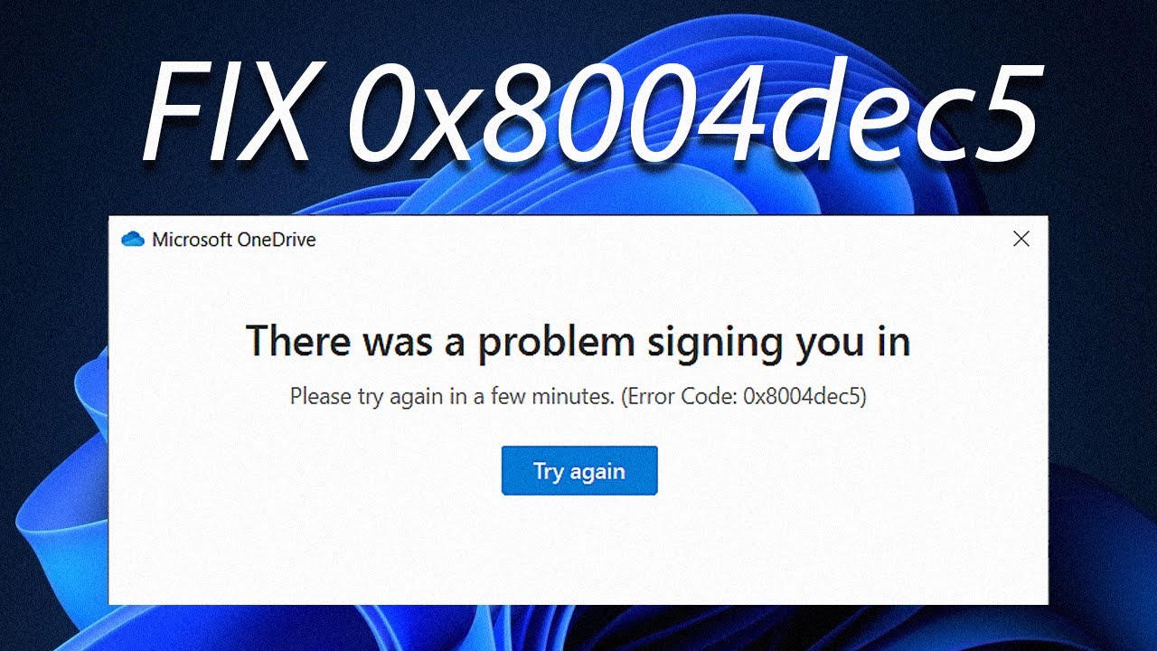 onedrive error code 0x8004de45,