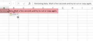 retrieving data. wait a few seconds and try to cut or copy again.