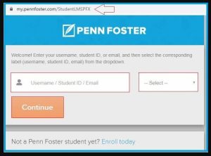 enter the details of your Penn Foster student ID or email address.