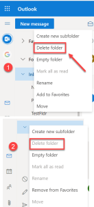 Click on the folder and select "Delete Folder." 
