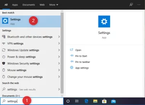 Open the Settings app on your Windows 10 device.