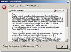 Fail to Mount' Error in an Exchange Server