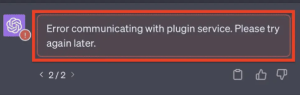 error communicating with plugin service. please try again later.